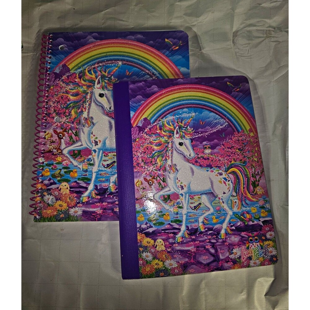 Lisa Frank Rainbow Unicorn A5 Spiral Notebook, Purple Multicolor Vintage/Retro